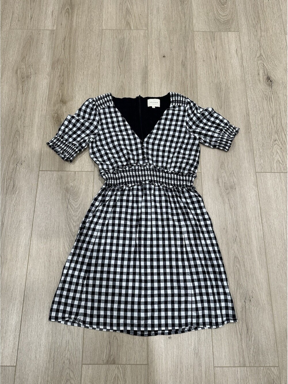 Sézane Sixtine Gingham Cotton Mini Dress Size Size 36